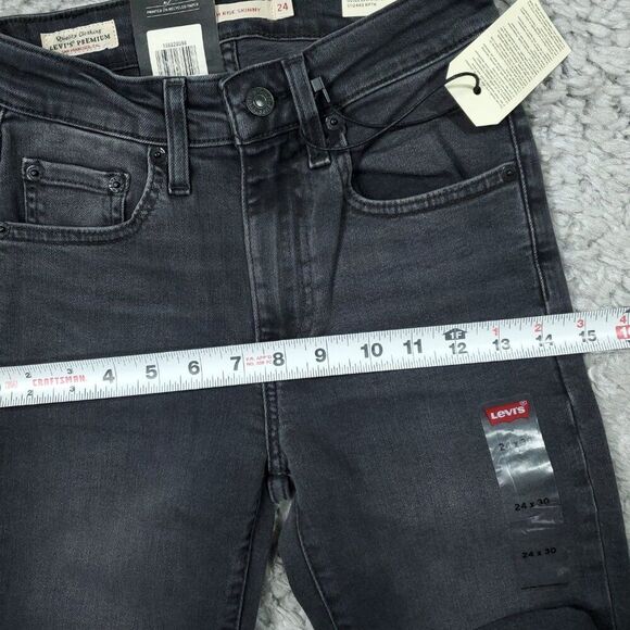 Levi's Premium 721 High Rise Skinny Jeans Black Gray Size 24x30 Stellar Stretch - Picture 10 of 11